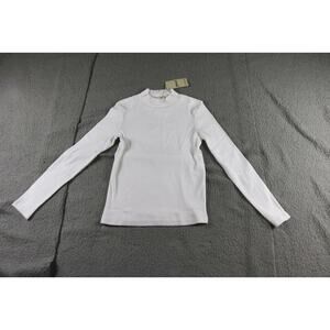 New Pact Organic Womens Large White Mock Neck Ribbed Top